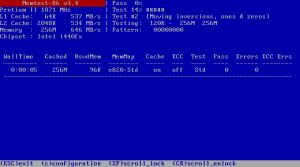 Memtest86 interface