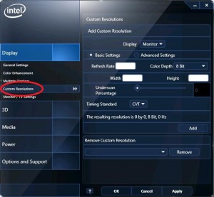 Adding a custom resolution - Intel drivers